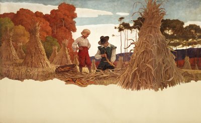 El Desgranador de Maíz Puritano, 1941 de Newell Convers Wyeth