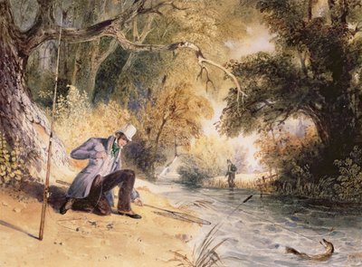 Pesca de lucio, capturando un Jack, c.1839 de Newton Fielding