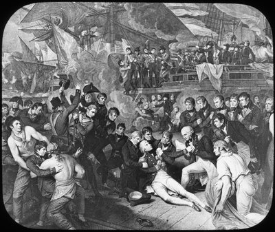El almirante Lord Nelson herido en la Batalla de Trafalgar, 1805 de Newton and Co