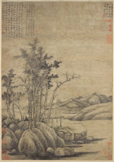 Disfrutando del Desierto en un Bosque de Otoño, fechado 1339 de Ni Zan