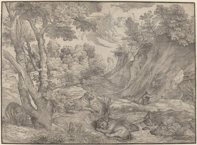 San Jerónimo en el desierto de Niccolò Boldrini after Titian