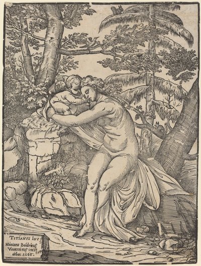 Venus y Cupido de Niccolò Boldrini after Titian