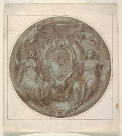 Diseño para un tondo con los brazos del Cardenal Giulio della Rovere de Niccolò Martinelli, called il Trometta