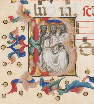 Inicial B: La Trinidad de Niccolò di Giacomo da Bologna
