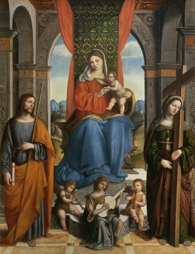 Madonna y Niño con San Jaime de Galicia y Santa Elena de Niccolo  Pisano
