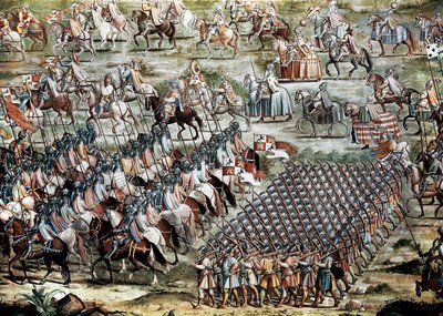 La batalla de Higueruela el 1/07/1431 entre el ejército de Juan II de Castilla (1405-1454) y el de Mohammed IX de Niccolo (and workshop) Granello