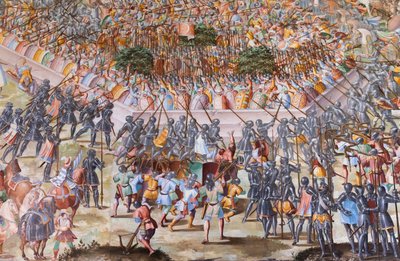 Detalle del fresco en el Salón de las Batallas de la Batalla de La Higueruela de 1431 de Niccolo Granello