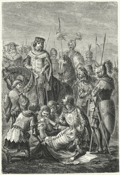 La muerte de Manfredo de Sicilia en la Batalla de Benevento de Niccolo Sanesi