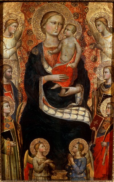 Madonna con niño, santos y ángeles de Niccolo di Pietro Gerini