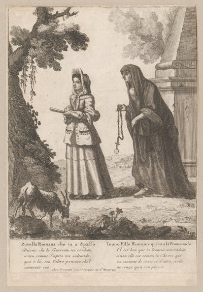 Joven romana paseando, 1648-1700 de Nicholas Boucquet