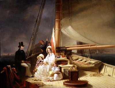 El Sr. Charles Ward con su familia a bordo de su yate cortador 