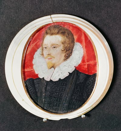 Retrato de un caballero con barba y gorguera, c.1590 de Nicholas Hilliard