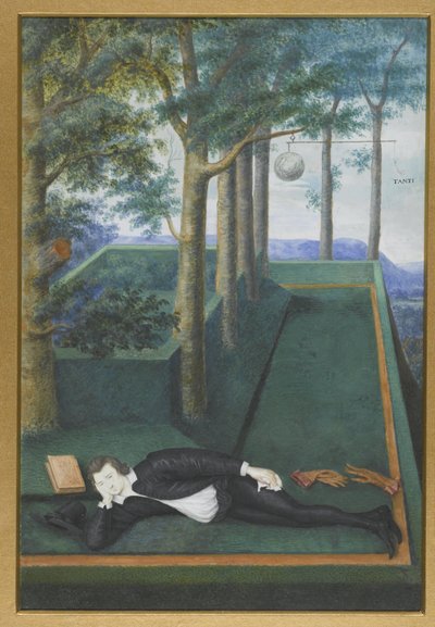 Retrato de un noble recostado en un patio cubierto; Retrato de Henry Percy, 9º conde de Northumberland de Nicholas Hilliard