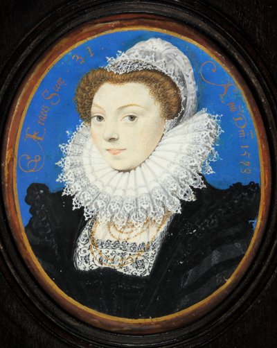 Mujer desconocida con gorro de encaje de Nicholas Hilliard