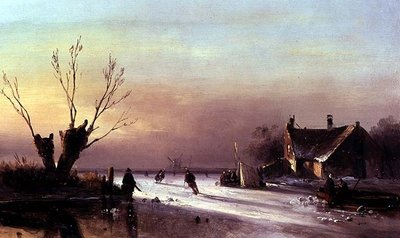 Una escena vespertina en el hielo de Nicholas Jan Roosenboom