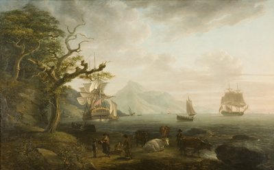 Una vista de Nevis desde St. Kitts, 1790 de Nicholas Pocock