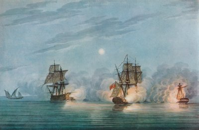 Captura del Badere-I-Zaffér, c. 1809 de Nicholas Pocock