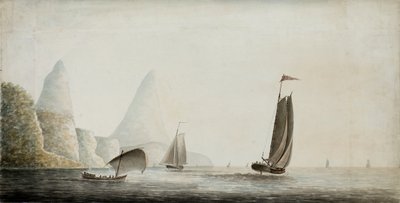 Embarque de esclavos frente a las Pitons, Santa Lucía, c.1771 (acuarela) de Nicholas Pocock