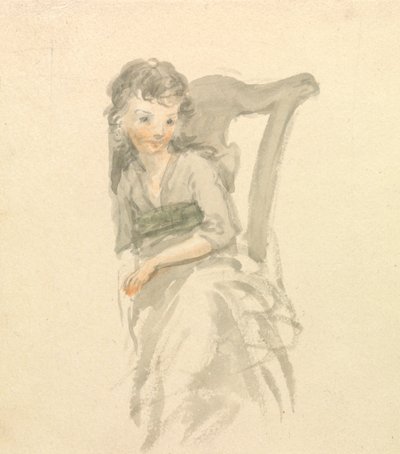 Estudio de una niña sentada en una silla de Nicholas Pocock