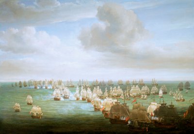 La batalla de Trafalgar, 21 de octubre de 1805, comienzo de la acción, c.1808 (óleo sobre lienzo) de Nicholas Pocock
