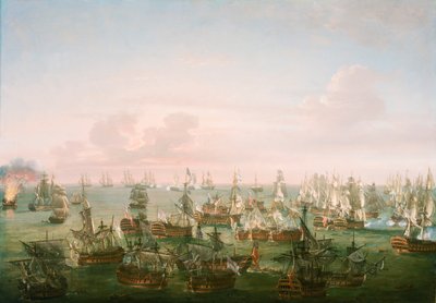 La batalla de Trafalgar, 21 de octubre de 1805, final de la acción, c.1808 (óleo sobre lienzo) de Nicholas Pocock
