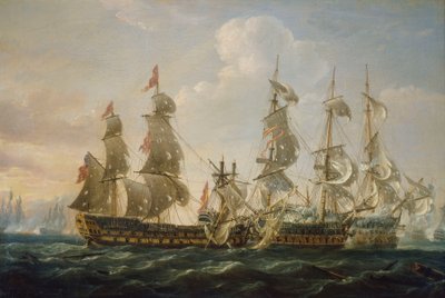El "Capitán" captura el "San Nicolás" y el "San José" en la batalla del cabo de San Vicente. de Nicholas Pocock