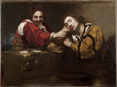 Escena de adivinación (durmiente despertado por una joven), por Renieri, Niccolo (Nicolas Regnier) (c. 1590-1667) de Nicholas Renieri