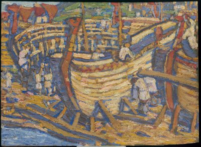 Construcción de los barcos. Boceto para la pintura del mismo título, 1903 de Nicholas Roerich