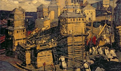 Construyendo la ciudad, 1902 de Nicholas Roerich