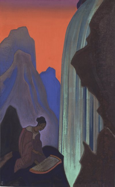 Chant de la cascade - Canción de la Cascada por Roerich, Nicholas (1874-1947). Témpera sobre lienzo, tamaño: 99,5x61,5, Museo Estatal de Arte Oriental, Moscú de Nicholas Roerich