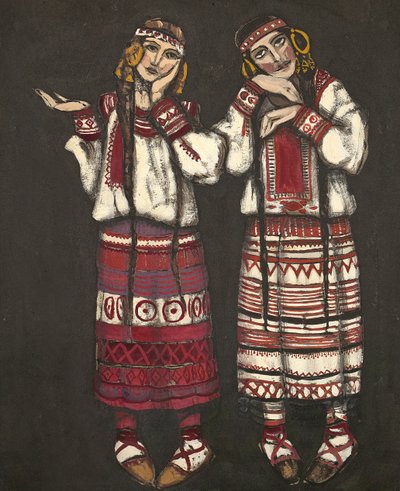 Diseño de vestuario para el ballet La consagración de la primavera de I. Stravinski, 1930 de Nikolai Konstantinowitsch Roerich