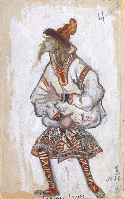 Diseño de vestuario para el ballet La Consagración de la Primavera de I. Stravinsky, 1912 de Nikolai Konstantinowitsch Roerich