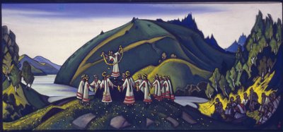 Decorado para el ballet "La Consagración de la Primavera" de Igor Stravinsky, 1945 de Nicholas Roerich