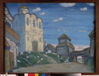 Decoración preparatoria para la ópera Prince Igor de Alexandre Borodin (Borodin) (1833-1887). Obra de Nicholas Roerich (1874-1947), pastel y témpera sobre papel de Nicholas Roerich