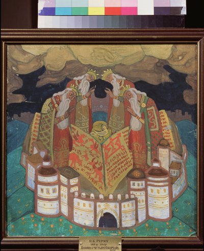 En memoria de cuatro reyes. Obra de Nicholas Roerich (1874-1947), témpera sobre papel de Nicholas Roerich