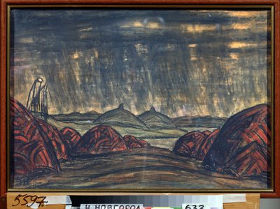 El campo de Polovtsien (o Couman, Kouman). Decoración preparatoria para la ópera Prince Igor de Alexandre Borodin (Borodin) (1833-1887). Obra de Nicholas Roerich (1874-1947), pastel sobre cartón de Nicholas Roerich