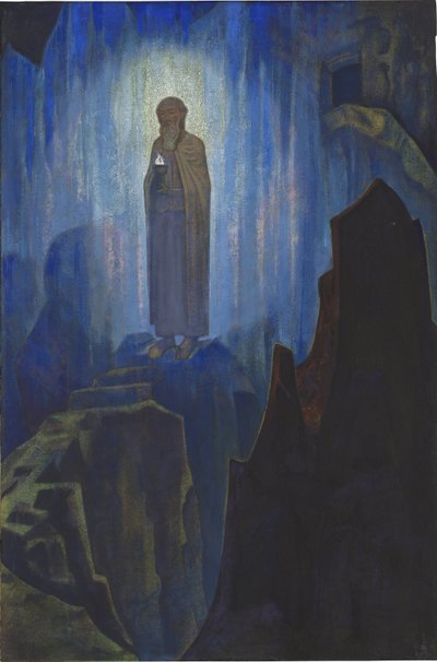 Lumiere celeste - Luz del cielo por Roerich, Nicholas (1874-1947). Témpera sobre lienzo, medidas : 124x80 de Nicholas Roerich