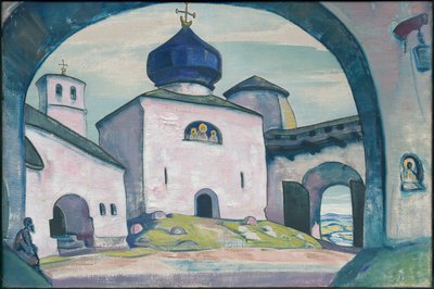 Viejo Pskov, decorado para la ópera de Rimsky-Korsakov "La doncella de Pskov", 1922 de Nicholas Roerich