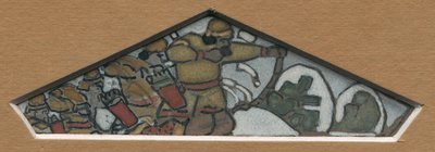Boceto para la decoración triangular más a la izquierda del friso de mayólica "Vida del Norte", 1905 de Nicholas Roerich