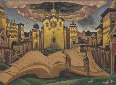 The Golubinaya Kniga (El libro de la paloma, le livre de la colombe) por Roerich, Nicholas (1874-1947). Témpera sobre lienzo, medidas : 73,5x101,5 de Nicholas Roerich