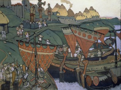 Los eslavos en el Dniéper, 1905 de Nicholas Roerich