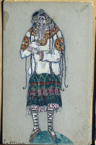 La joven, diseño de vestuario para el ballet "La Consagración de la Primavera" de Igor Stravinsky, 1912 de Nicholas Roerich
