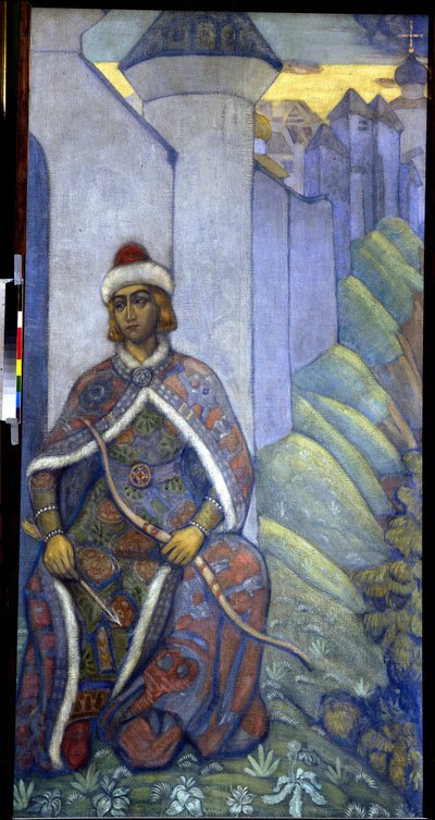 Un caballero. Pintura de Nicholas Roerich (1874-1947), témpera sobre lienzo de Nicholas Roerich
