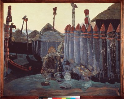 Un montículo pagano. (Edad Media, Ucrania). Obra de Nicolas (Nicholas) Roerich (1874-1947), témpera sobre cartón de Nicholas Roerich