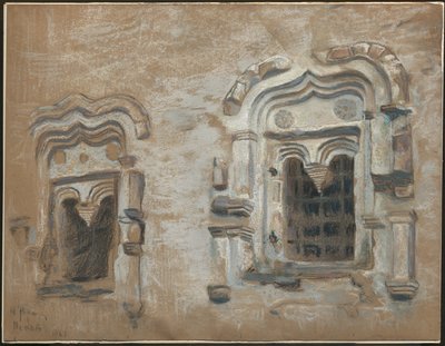 Ventanas de una casa del siglo XVII, Pskov, de "Estudios de un viaje por antiguas ciudades rusas", 1903 de Nicholas Roerich