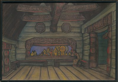La habitación de la torre de Yaroslavna, Decorado para la ópera "Príncipe Igor" de Borodin, 1914 de Nicholas Roerich