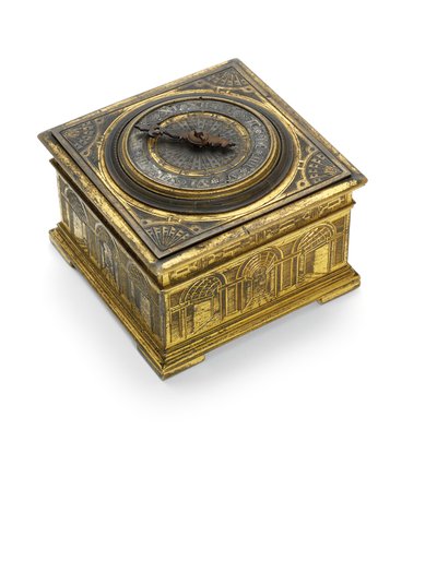 Reloj de mesa horizontal grabado de Isabel I, c.1590-1600 de Nicholas Vallin