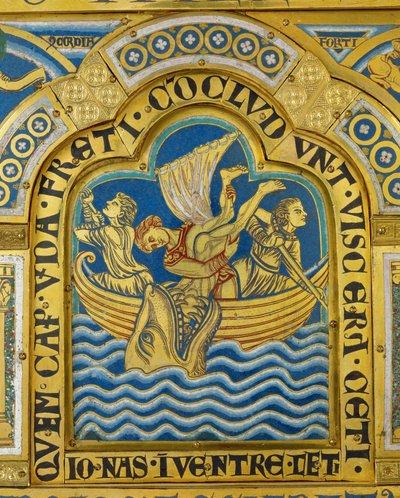 Jonás y la ballena, del altar de Verdún ... de Nicholas of Verdun