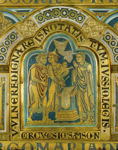 La circuncisión de Sansón ... (esmalte sobre cobre dorado) de Nicholas of Verdun