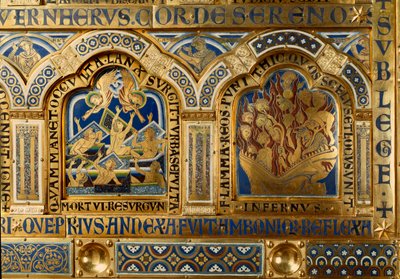 Altar de Verdun hecho en oro y esmalte por Nicolas de Verdun (ca.1130/50-1205): escenas del Antiguo y Nuevo Testamento: (detalle) de Nicholas of Verdun